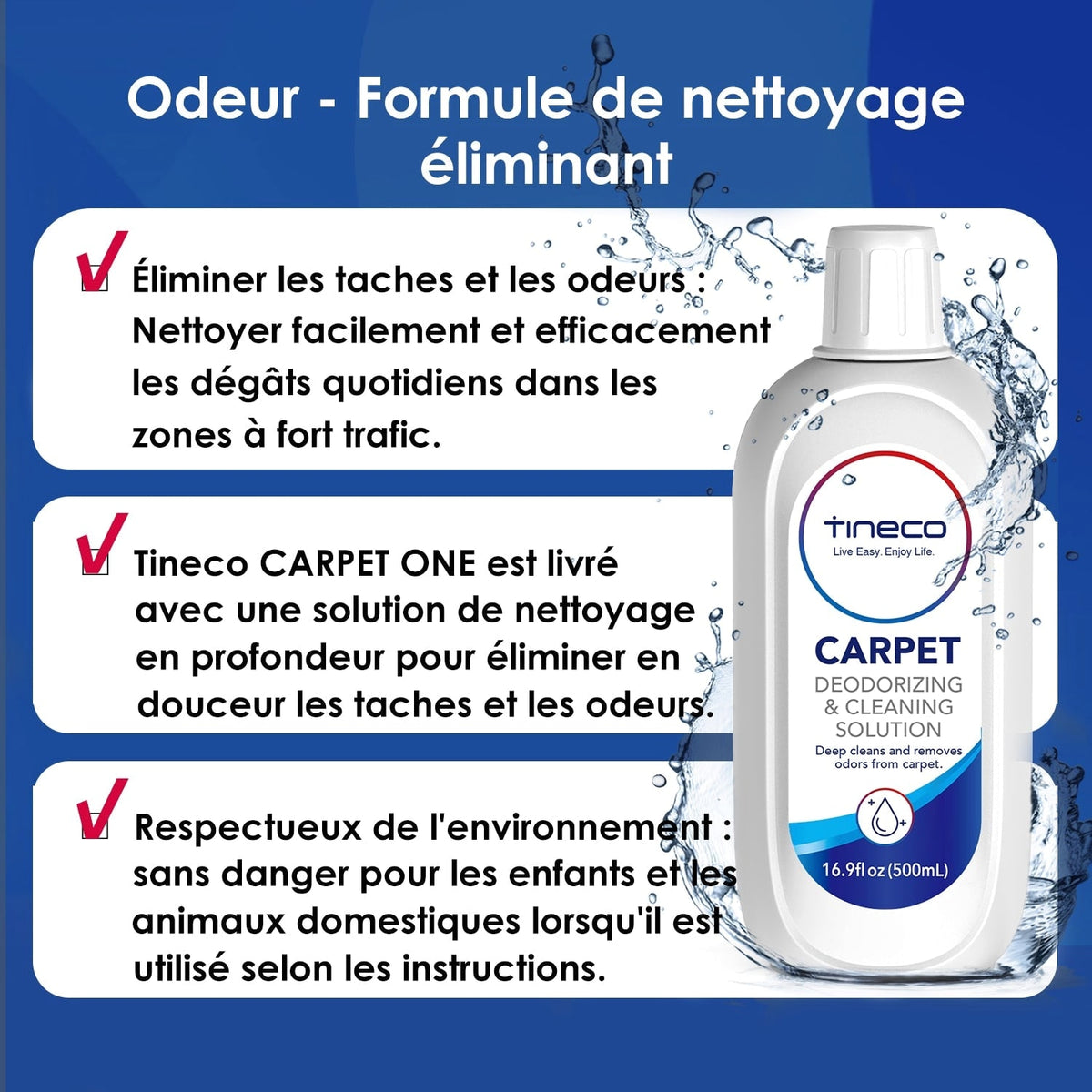 Détergent de nettoyage de tapis Tineco pour le nettoyeur de tapis intelligent de la série CARPET ONE
