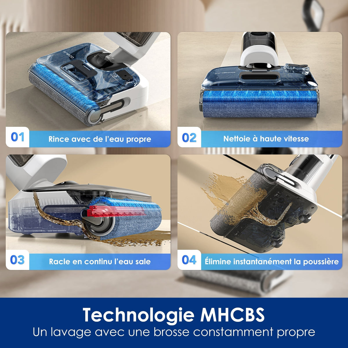 Tineco Floor ONE STRETCH S6 Aspirateur Eau et Poussière Laveur de Sols
